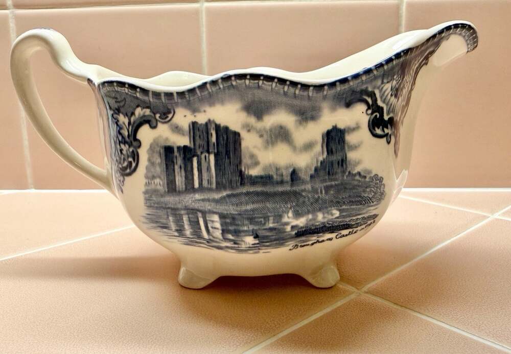 Vintage Johnson Brothers England China Old Britain Castles Blue & White Creamer
